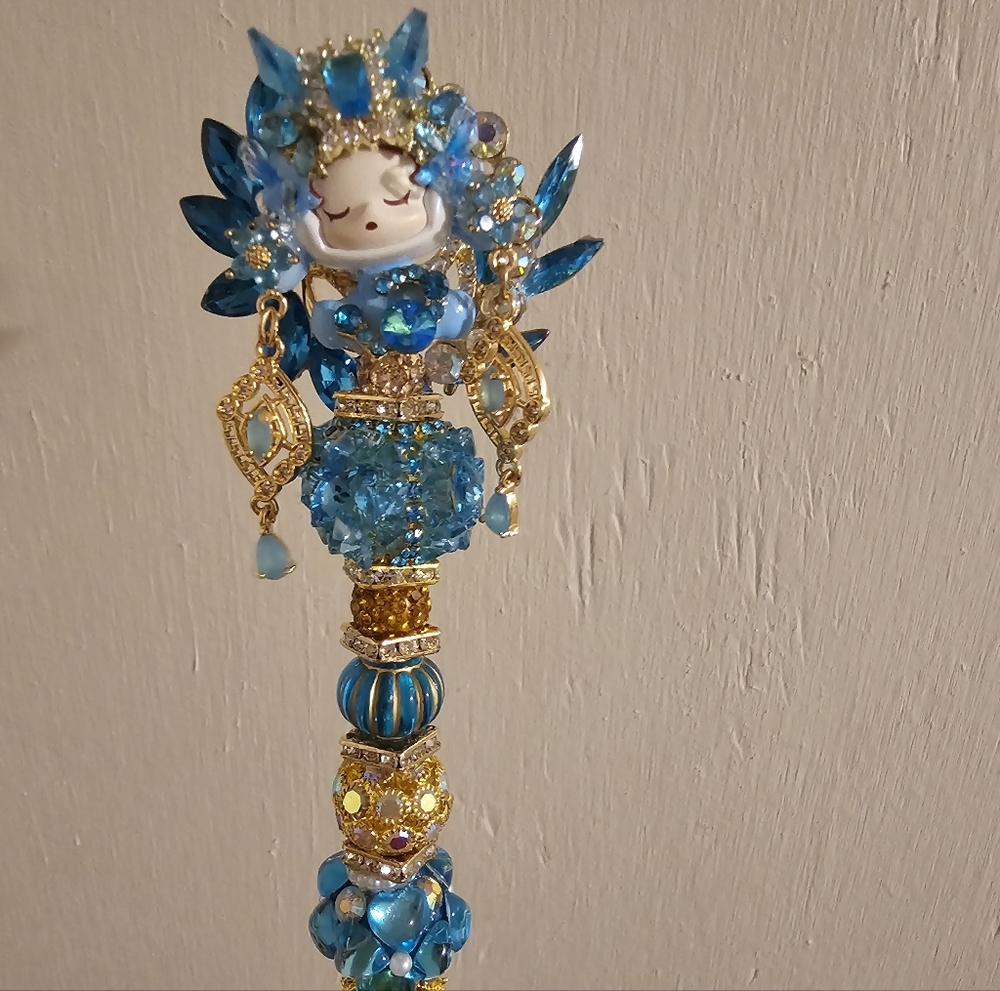Blue and Gold Handmade Skullpanda Pen